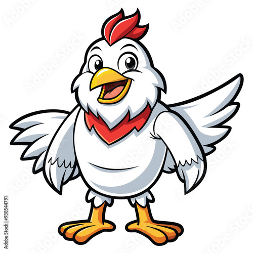 Chicken spreading wings cartoon character