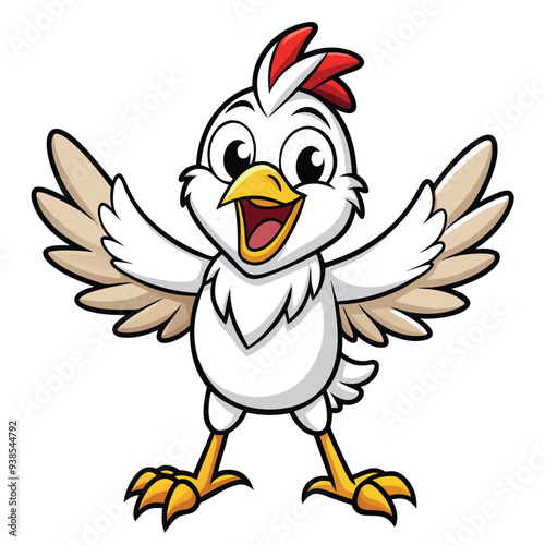 Chicken spreading wings cartoon character