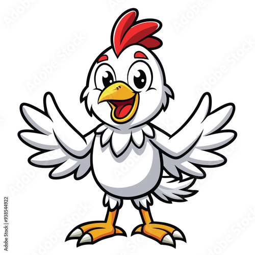 Chicken spreading wings cartoon character