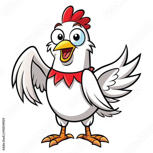Chicken spreading wings cartoon character