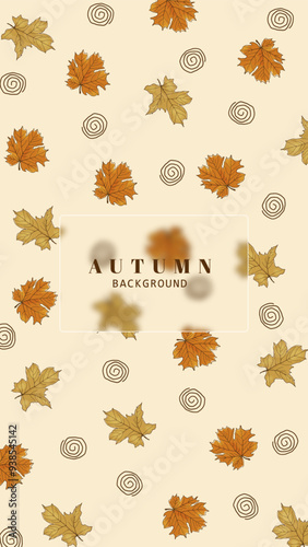 Autumn background design vector, Pumpkin and botanical leaves hand drawing. Abstract art wallpaper design for wall arts, textile, fabric,VIP invite card. vector eps10