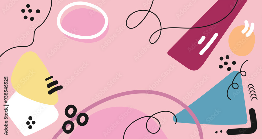 Hand drawn Doodle pattern background with abstract shapes and dots. Modern pattern bright color creative trendy random line for Banner, Flyer, Cover, Wallpaper Hand drawn Doodle pattern background with abstract shapes and dots. Modern pattern bright color creative trendy random line for Banner, Flyer, Cover, Wallpaper