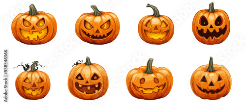 Set of halloween pumpkins