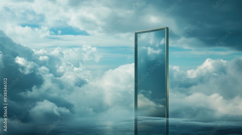 A golden gate stands open in the sky, surrounded by clouds, symbolizing heaven, spirituality, and the afterlife. A golden gate stands open in the sky, surrounded by clouds, symbolizing heaven, spirituality, and the afterlife.