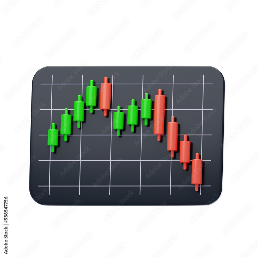 3D Bearish Mat Hold Pattern. 3D Icon 3D Bearish Mat Hold Pattern. 3D Icon