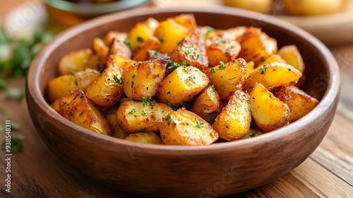 Fried potato Patatas bravas traditional Spanish potatoes snack tapas : Generative AI