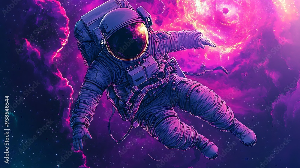 Astronaut Floating in a Cosmic Nebula Astronaut Floating in a Cosmic Nebula