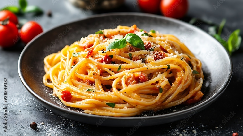 Plate of delicious pasta alla gricia a typical recipe of roman cuisine Italian food : Generative AI Plate of delicious pasta alla gricia a typical recipe of roman cuisine Italian food : Generative AI