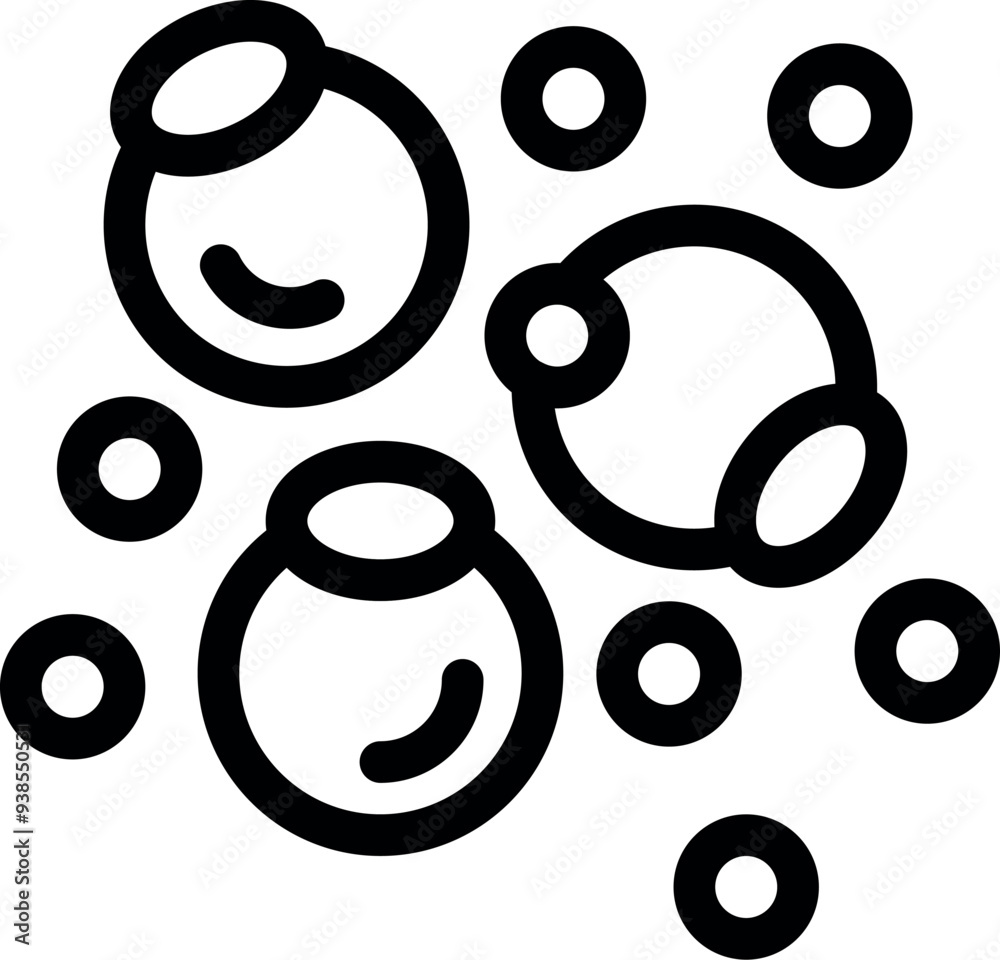 Soap bubbles floating creating relaxing atmosphere line art icon vector illustration Soap bubbles floating creating relaxing atmosphere line art icon vector illustration