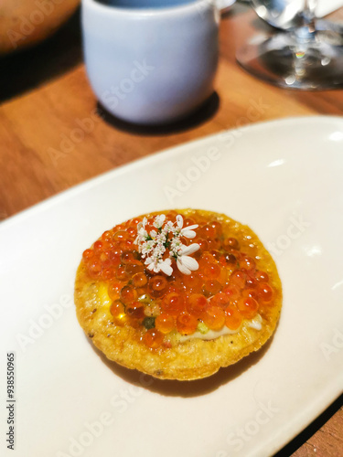 caviar on a tiny taco