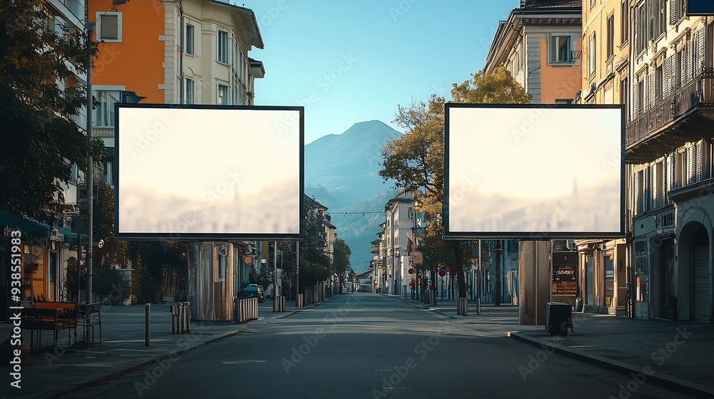 2 largeformat billboards next to each other on a street in Switzerland in Ticino Lugano : Generative AI 2 largeformat billboards next to each other on a street in Switzerland in Ticino Lugano : Generative AI