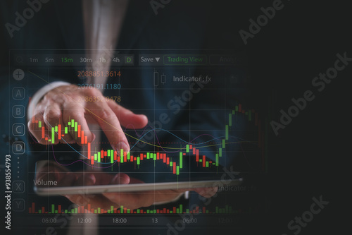investment and financial concept Business finance data analytics graph.Financial management technology.Advisor using KPI Dashboard on virtual screen
