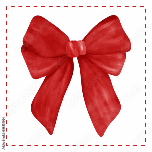 Coquette red bow vintage Aesthetic watercolor