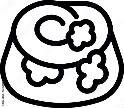 Simple black and white line icon of mold growing on a piece of food