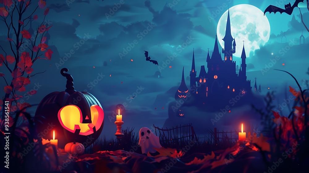 Halloween Night with a Spooky Castle Halloween Night with a Spooky Castle