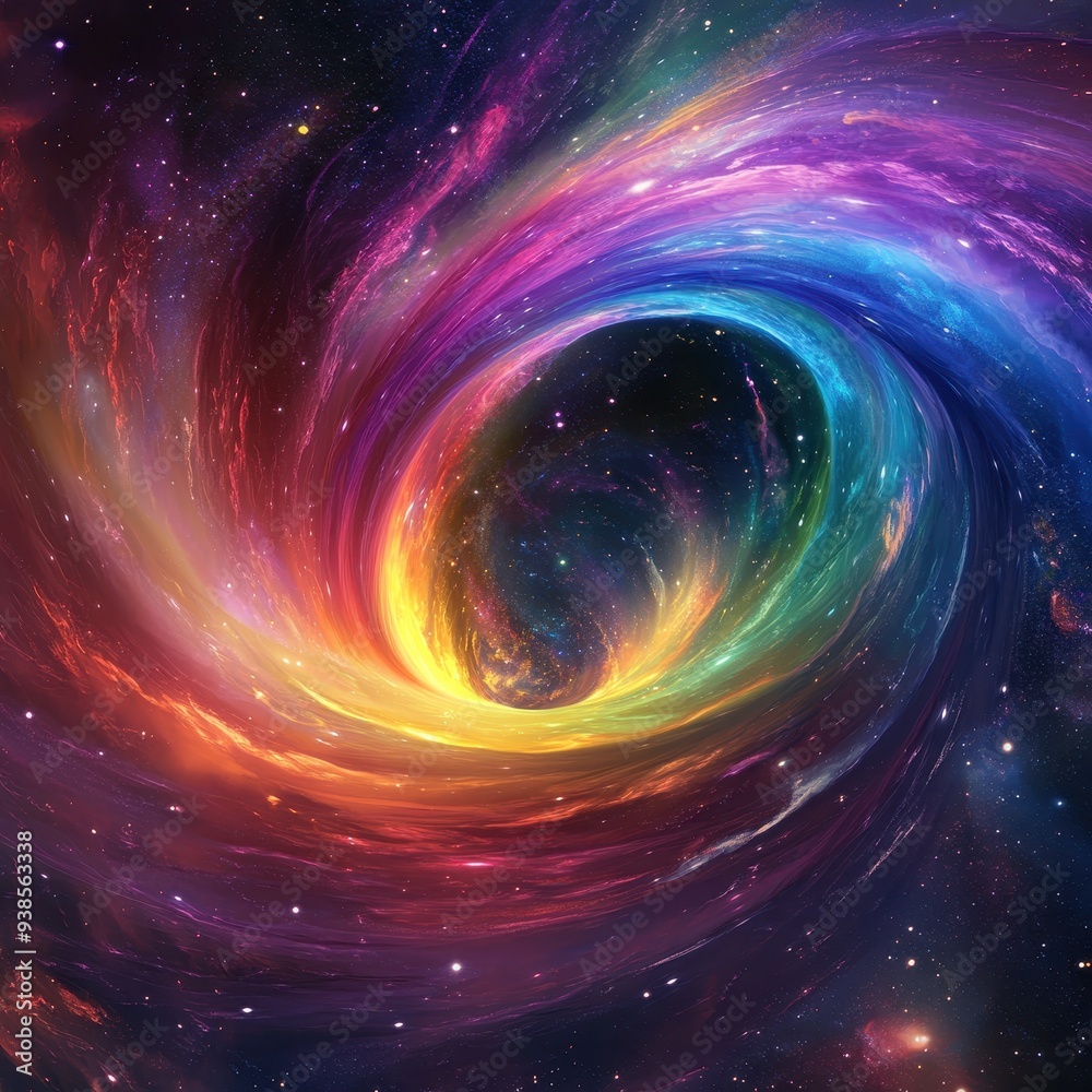 Cosmic Swirl Abstract Space Nebula with Black Hole and Stars. Cosmic Swirl Abstract Space Nebula with Black Hole and Stars.