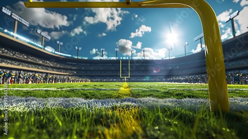Goal Post View of Football Stadium