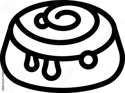 This minimalist icon shows a cinnamon roll dripping with icing