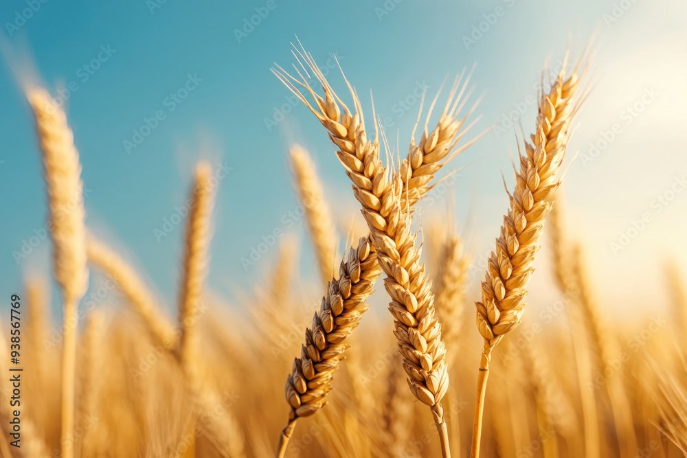 Closeup of organic wheat fields swaying in the wind, natural grains, sustainable agriculture Closeup of organic wheat fields swaying in the wind, natural grains, sustainable agriculture