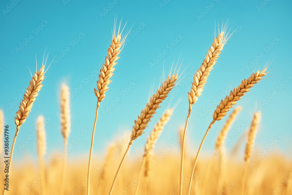 Closeup of organic wheat fields swaying in the wind, natural grains, sustainable agriculture Closeup of organic wheat fields swaying in the wind, natural grains, sustainable agriculture