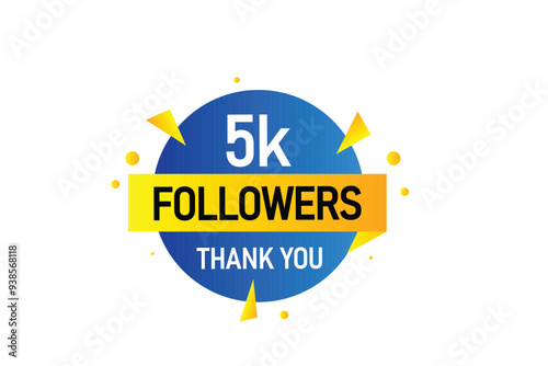 thank you 5K followers  vector illustration social media post  subscribers or followers animation design banner 
