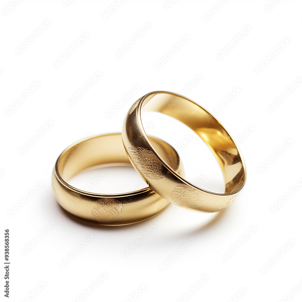 Elegant Gold Wedding Rings on White Background Elegant Gold Wedding Rings on White Background