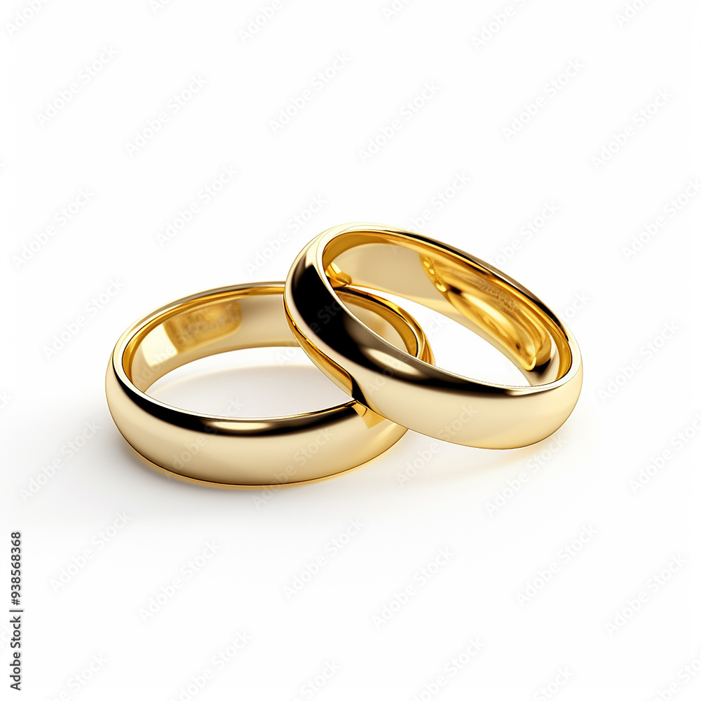 Elegant Gold Wedding Rings on White Background Elegant Gold Wedding Rings on White Background