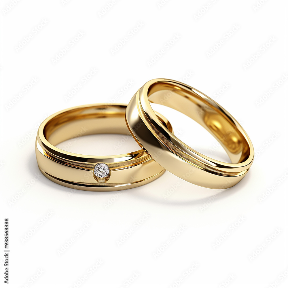 Elegant Gold Wedding Rings on White Background Elegant Gold Wedding Rings on White Background