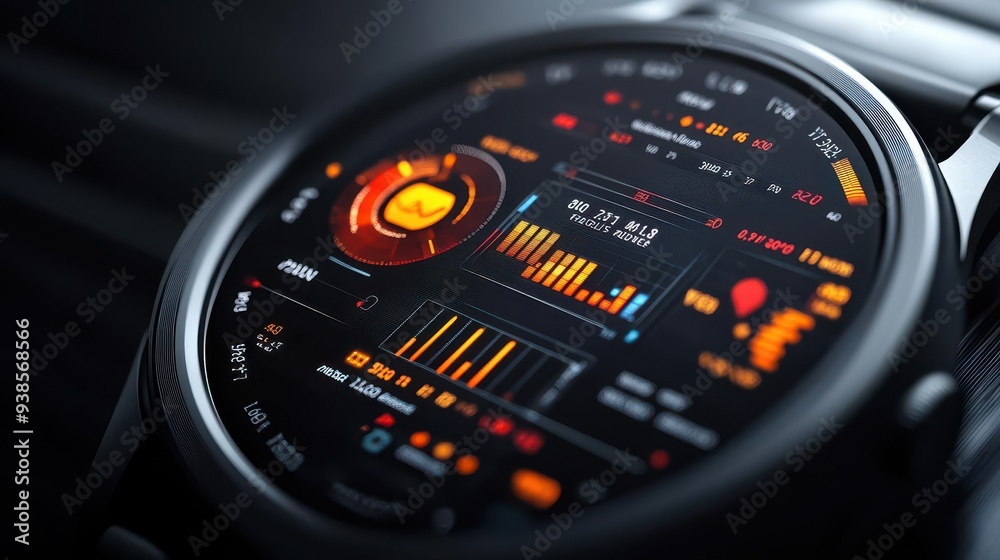 Smartwatch Display with Digital Data and Interface Smartwatch Display with Digital Data and Interface