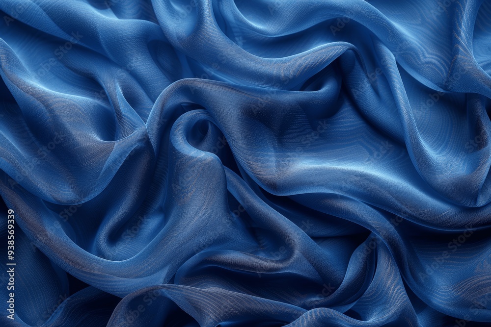 Elegant Dark Blue Silk Fabric Texture Background with Soft Folds and Light Reflections Elegant Dark Blue Silk Fabric Texture Background with Soft Folds and Light Reflections