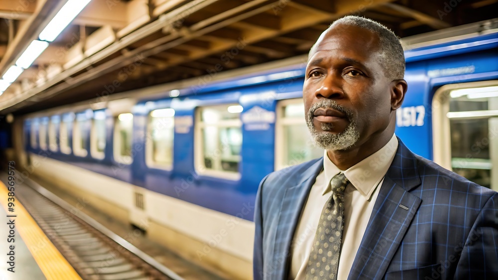 Businessman waiting for a train. Businessman waiting for a train.