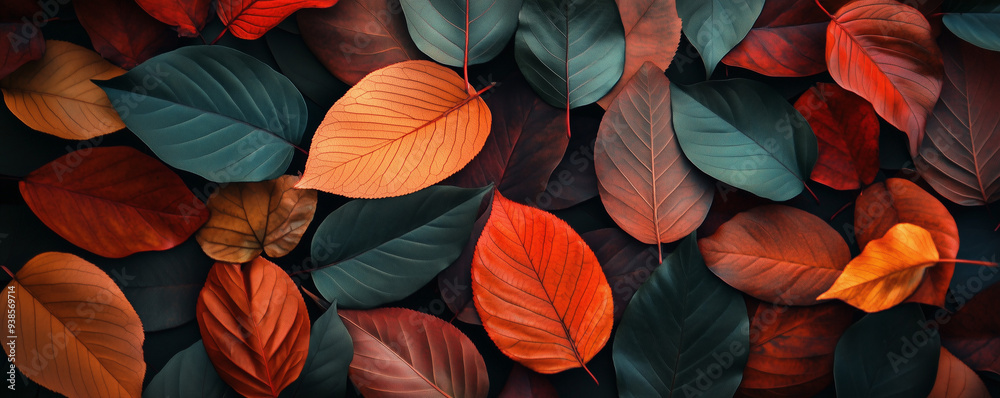 Autumn Leaves with Orange Physalis and Brown background Autumn Leaves with Orange Physalis and Brown background