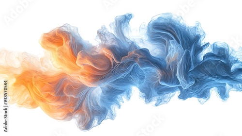 harmonious nebula cloud patterns swirling in an abstract cloud shape isolated on white background