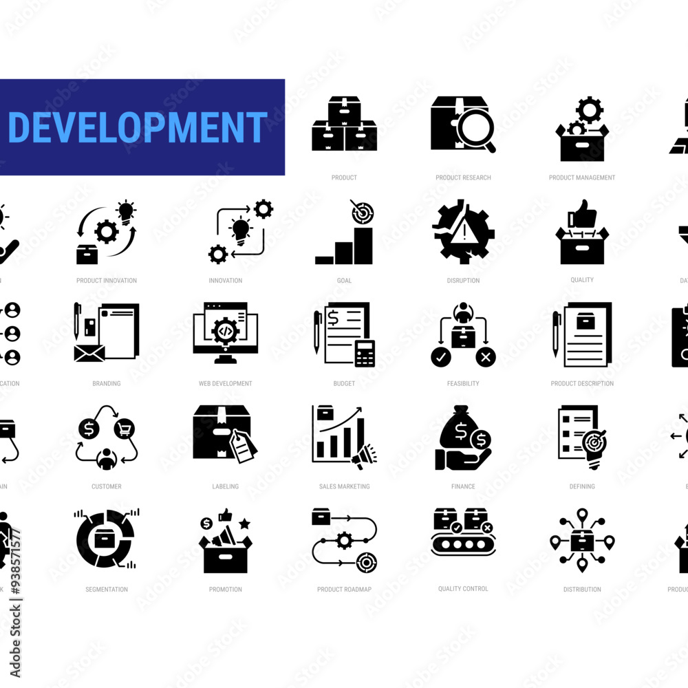 PRODUCT DEVELOPMENT ICON SET PRODUCT DEVELOPMENT ICON SET