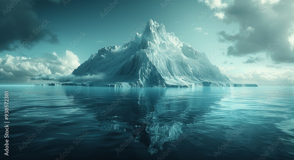 Iceberg Concept - Visible and Hidden Parts - Ocean Background - Photorealistic 3D Rendering Iceberg Concept - Visible and Hidden Parts - Ocean Background - Photorealistic 3D Rendering