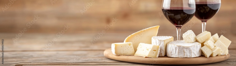Elegant wine glass accompanied by a gourmet cheese plate, set against a minimalist backdrop, emphasizing simplicity and sophistication in dining. Elegant wine glass accompanied by a gourmet cheese plate, set against a minimalist backdrop, emphasizing simplicity and sophistication in dining.
