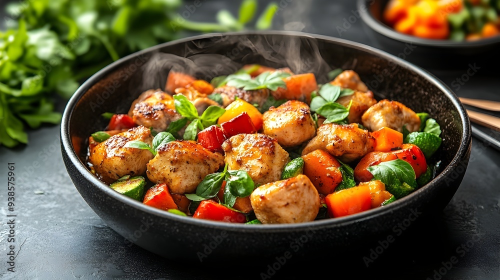 Sizzling Roasted Chicken with Vibrant Vegetable Medley Sizzling Roasted Chicken with Vibrant Vegetable Medley