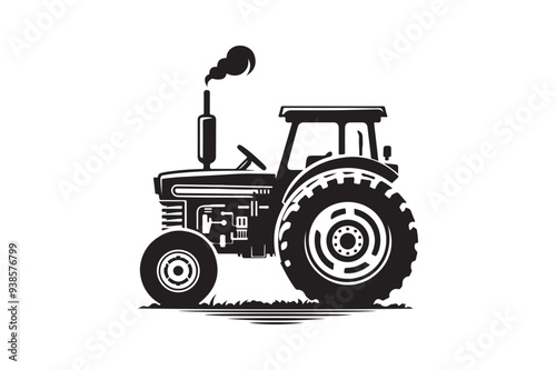 Tractor silhouette minimalist clipart vector art illustration.