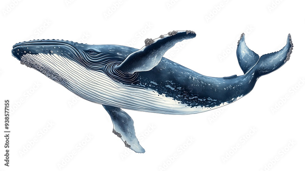 Fototapeta premium Big whale illustration. isolated on white background