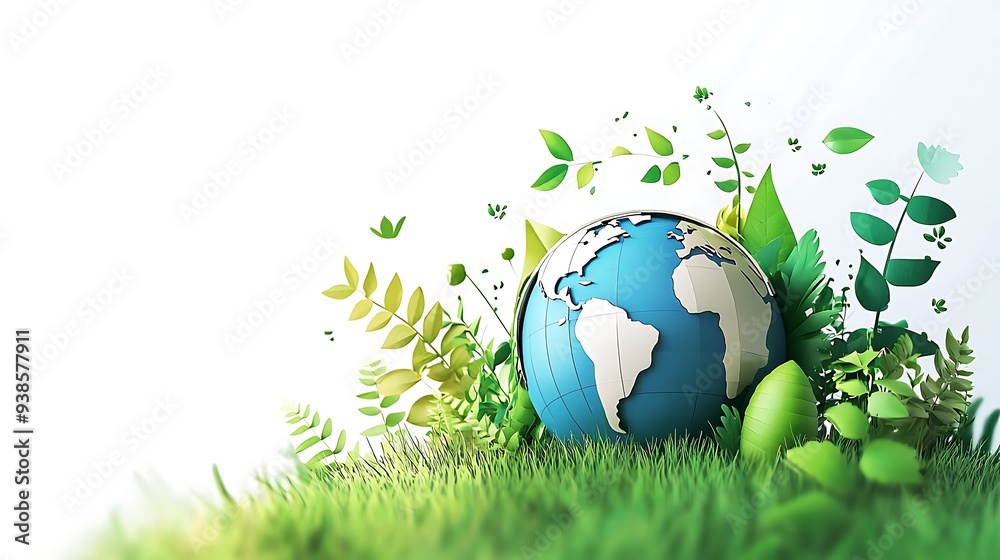 Fototapeta premium Earth day concept on white background, World environment day