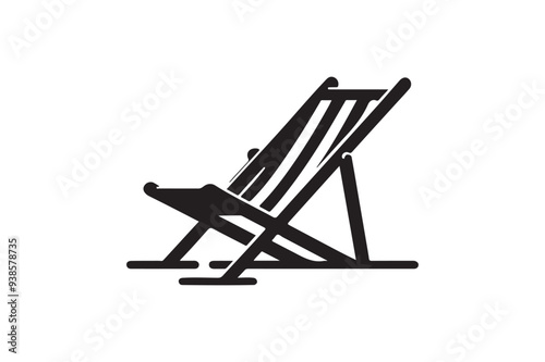 Beach chair silhouette minimalist clipart vector art illustration.