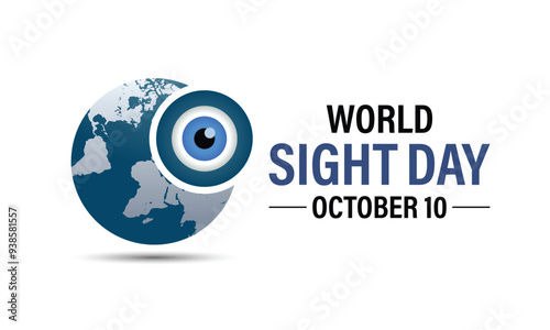 Vector illustration design concept of world sight day observed on october. Eyes with world map banner poster, flyer and background design template.