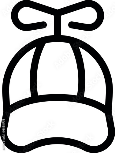 Cartoon style icon of a funny hat with a propeller on top, perfect for designs related to humor and playful accessories