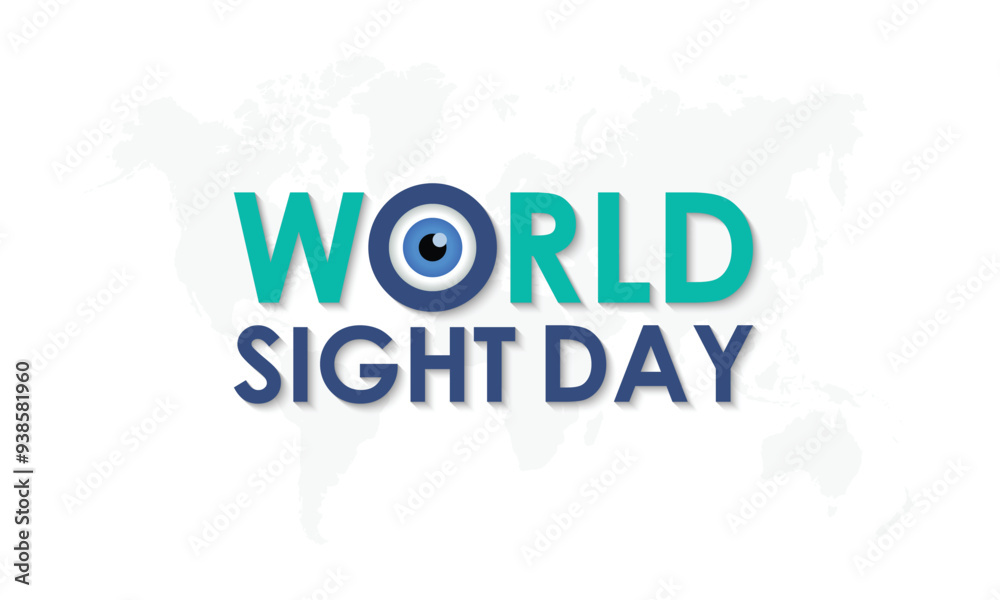 Vector illustration design concept of world sight day observed on october. Eyes with world map banner poster, flyer and background design template.