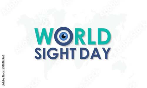 Vector illustration design concept of world sight day observed on october. Eyes with world map banner poster, flyer and background design template.