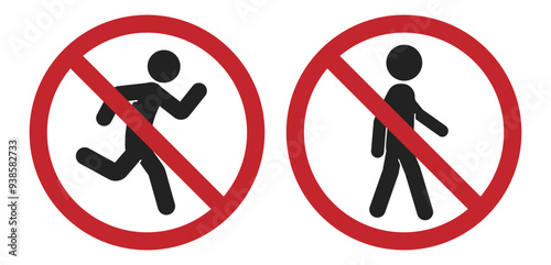 Bundle set prohibition sign do not walak enter, no running, authorized personnel only