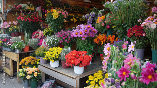 Wallpaper Mural A delightful flower shop featuring a stunning display of bright and cheerful flowers. Torontodigital.ca