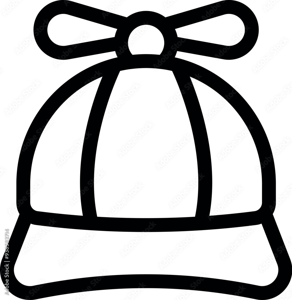 Simple line icon representing a child hat with a propeller, evoking fun and imagination Simple line icon representing a child hat with a propeller, evoking fun and imagination