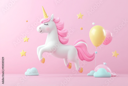 Happy unicorn 3d style.
