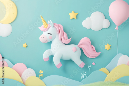 Happy unicorn 3d style.